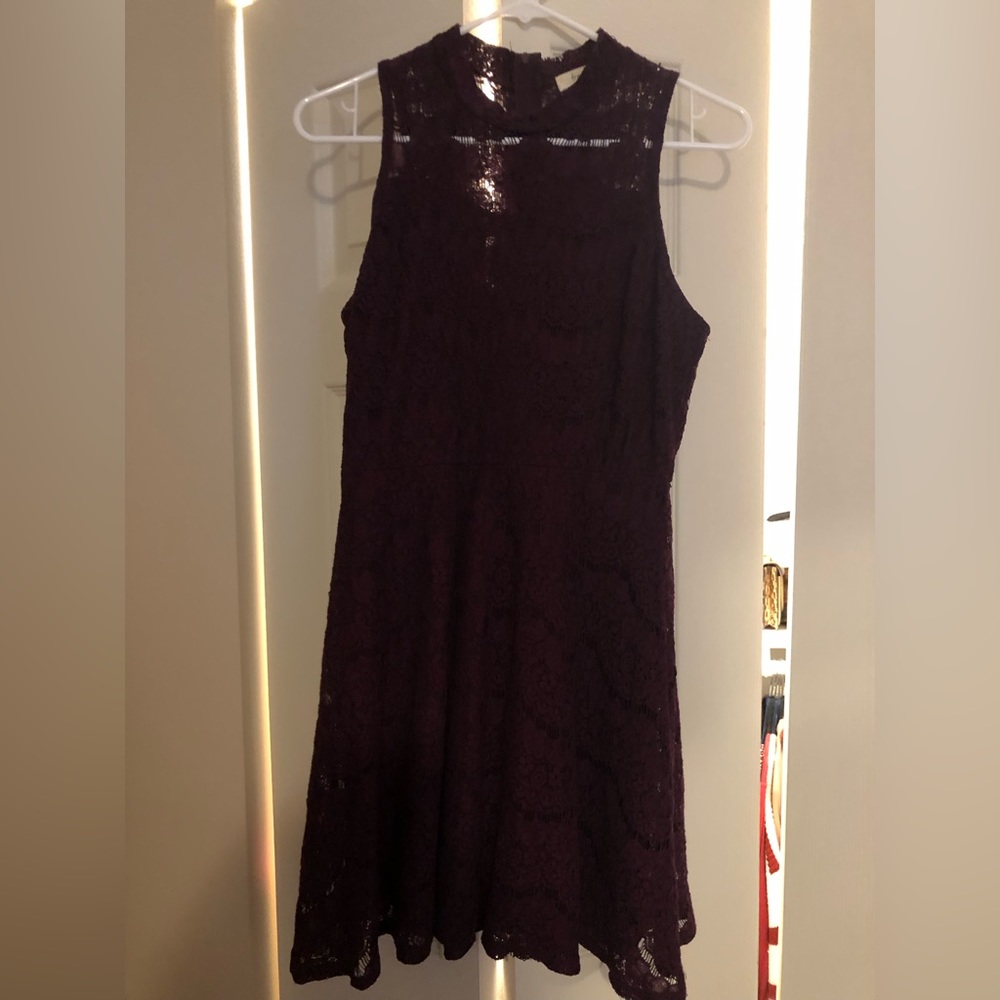 Francesca’s burgundy dress